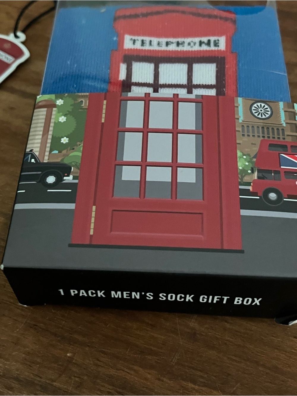 Carnaby Sock Co. London England Telephone Booth Socks Box Graphic Mens Sock 8-12